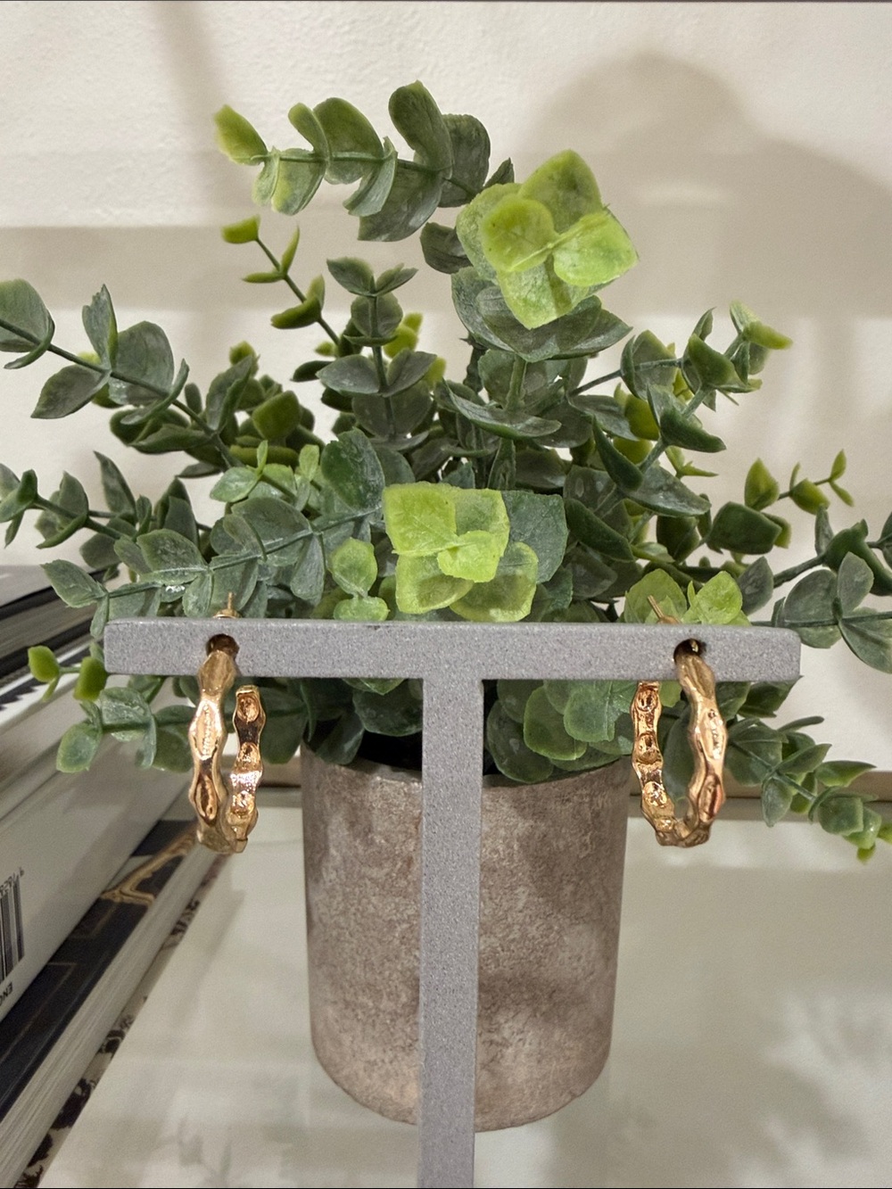 Cache Gold Textured Hoop Earrings